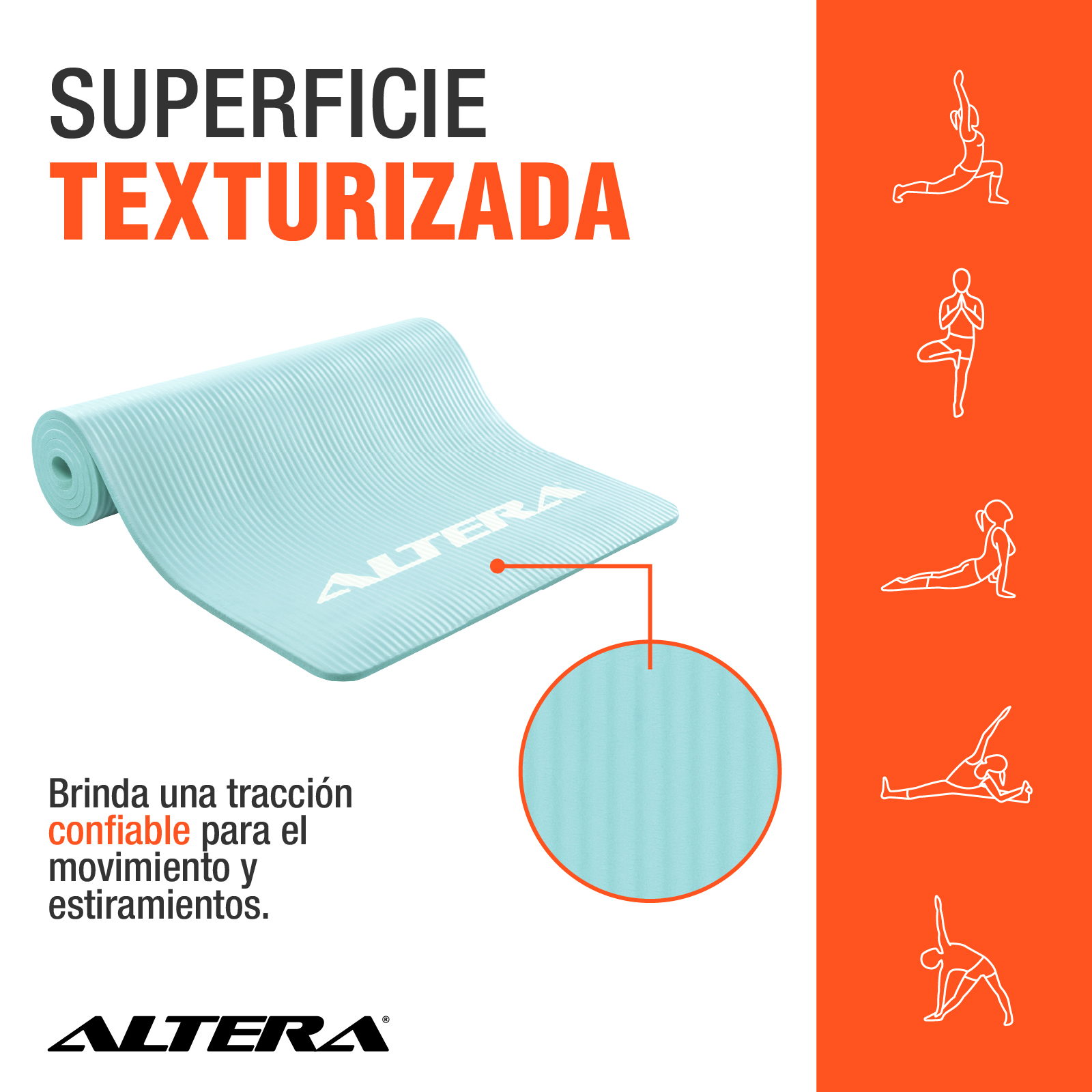 Tapete Ejercicio Altera Yoga Mat 10mm Grueso Pilates Celeste Piedra
