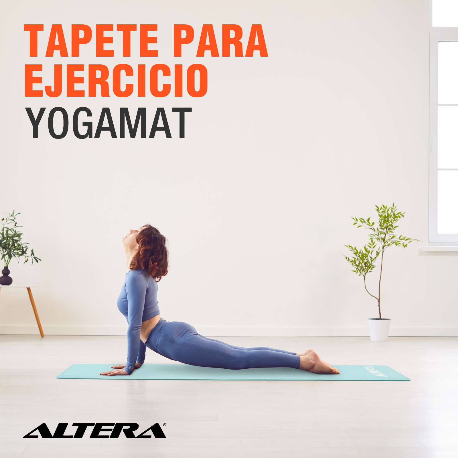 Tapete Ejercicio Altera Yoga Mat 10mm Grueso Pilates Celeste Piedra