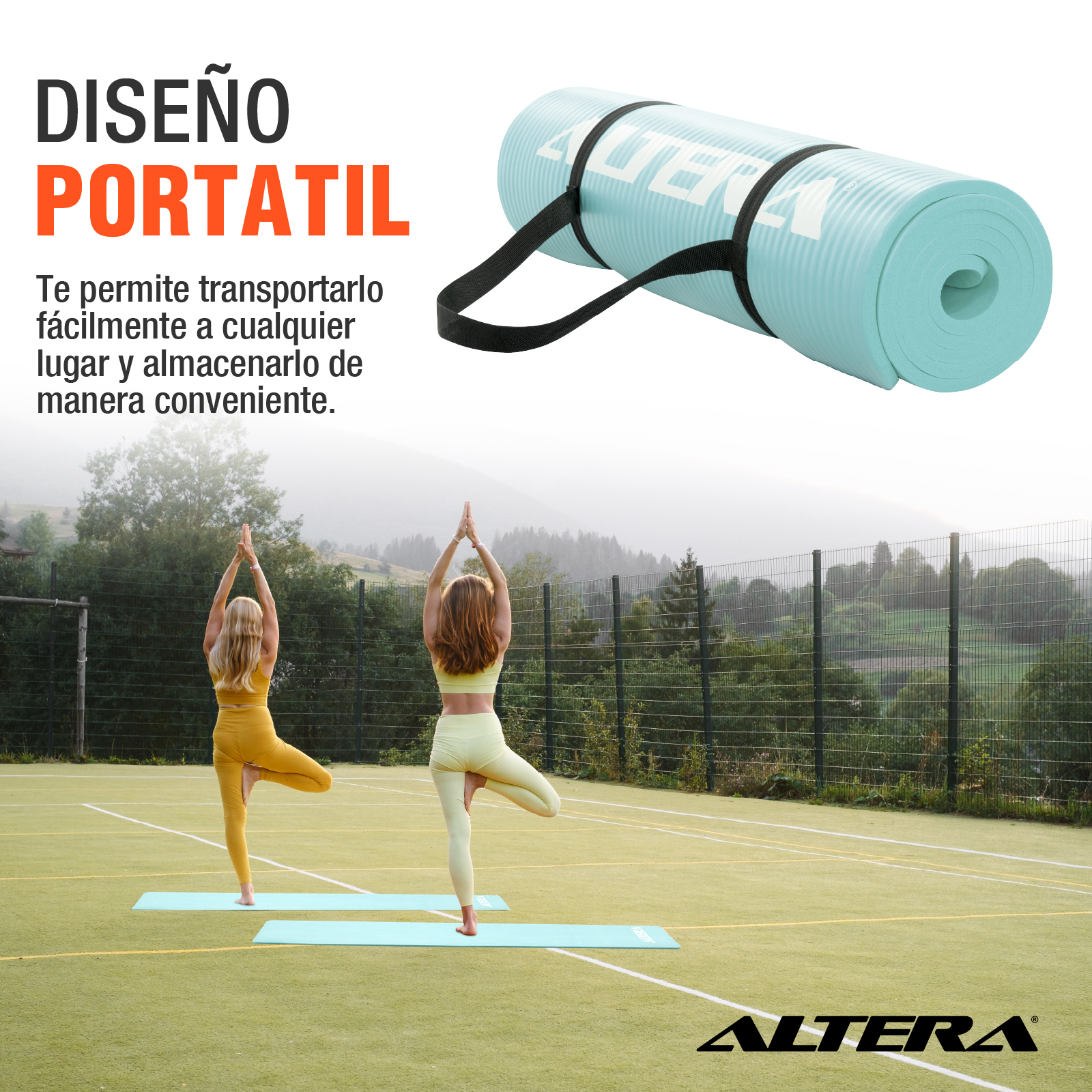 Tapete Ejercicio Altera Yoga Mat 10mm Grueso Pilates Celeste Piedra
