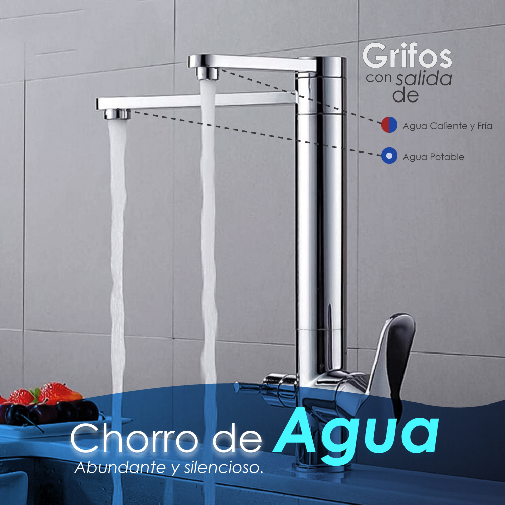Grifo mezclador para cocina y purificador de agua cromo AT8108