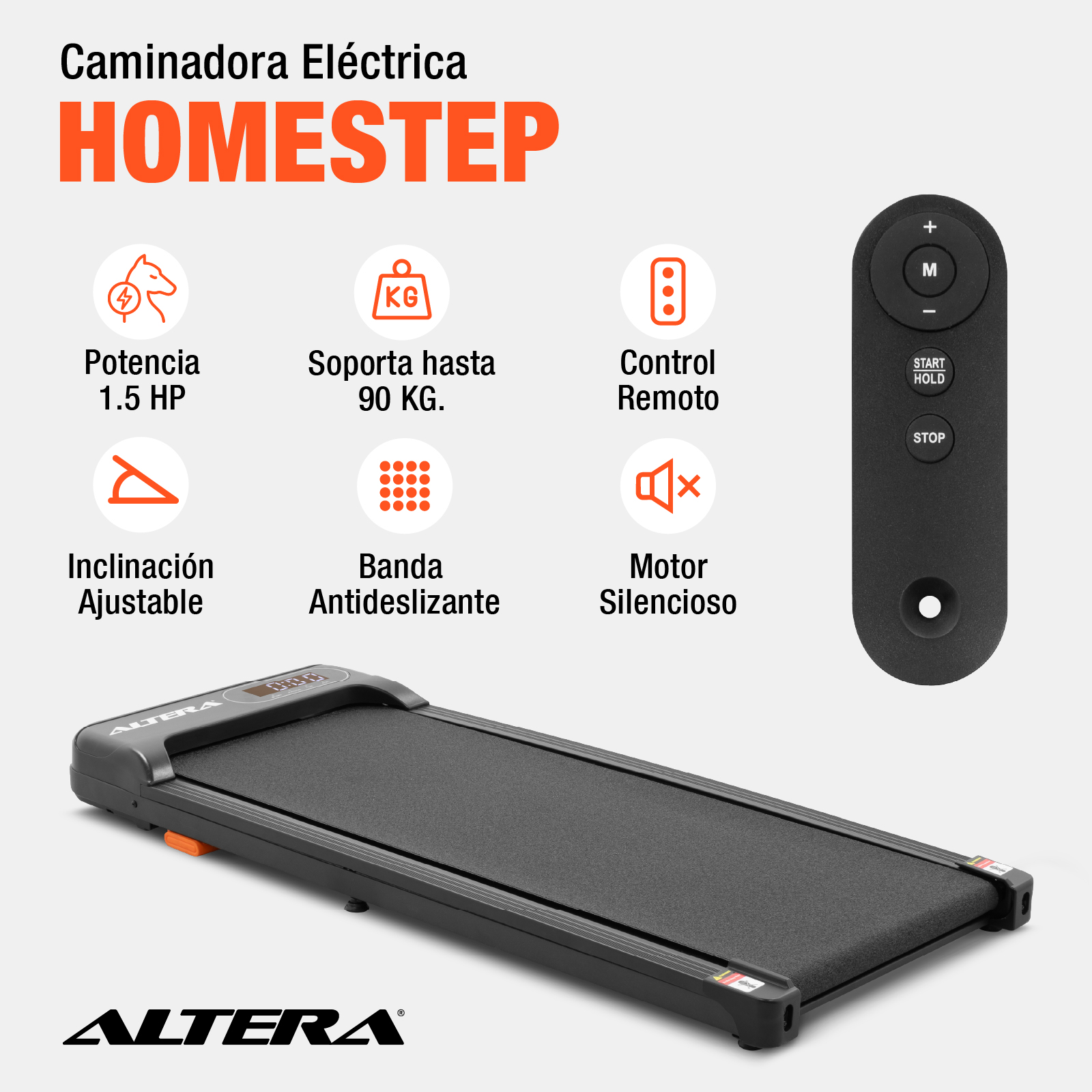 Caminadora Electrica Altera Walking Pad Control Elevacion