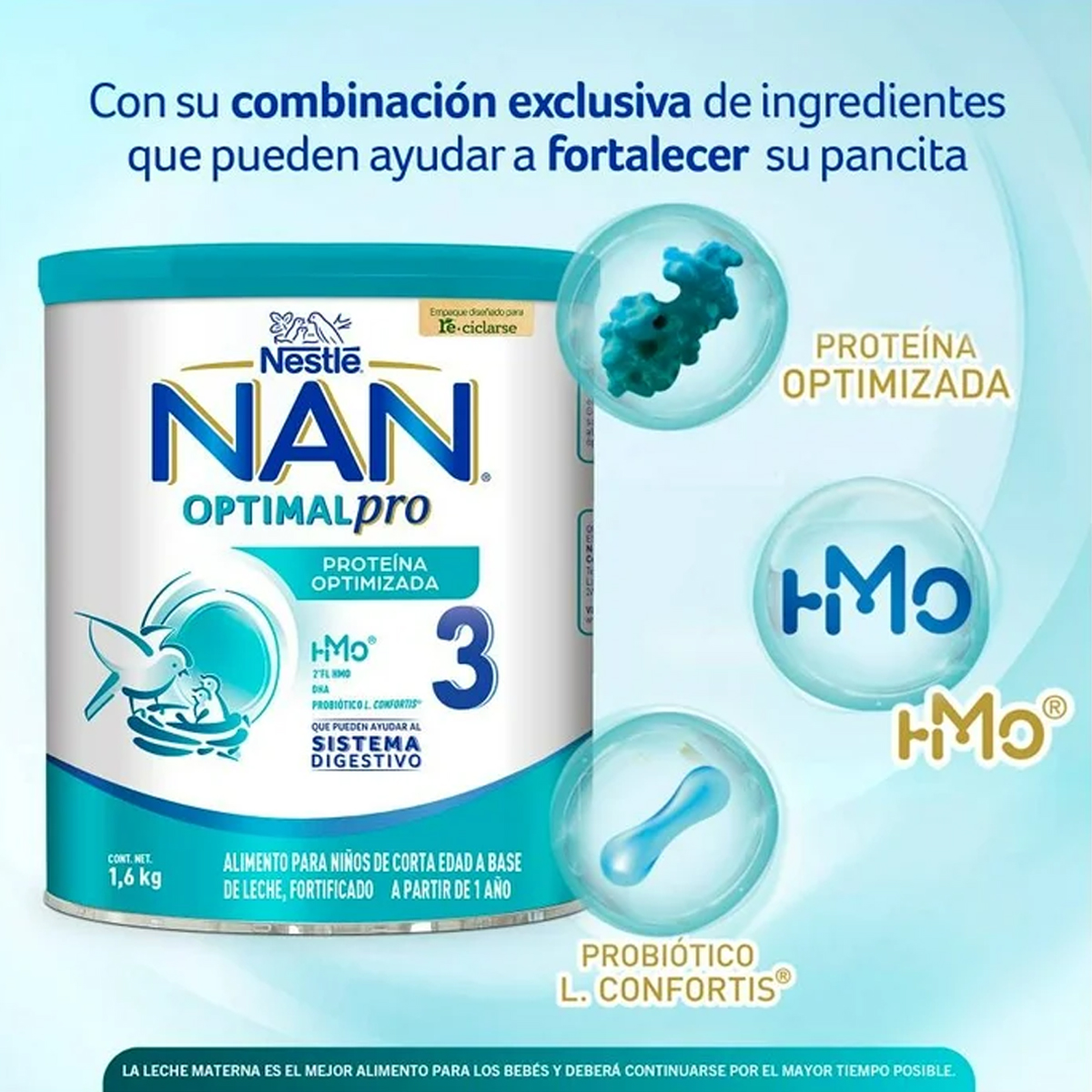 Fórmula Infantil Nan Optimal Pro Etapa 3, 1.6kg 2pz