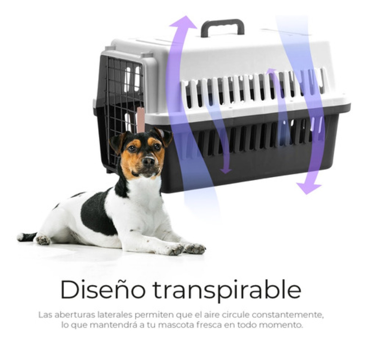 Jaula Transportadora Portatil Perro Gato Conejo Mascota negro blanco