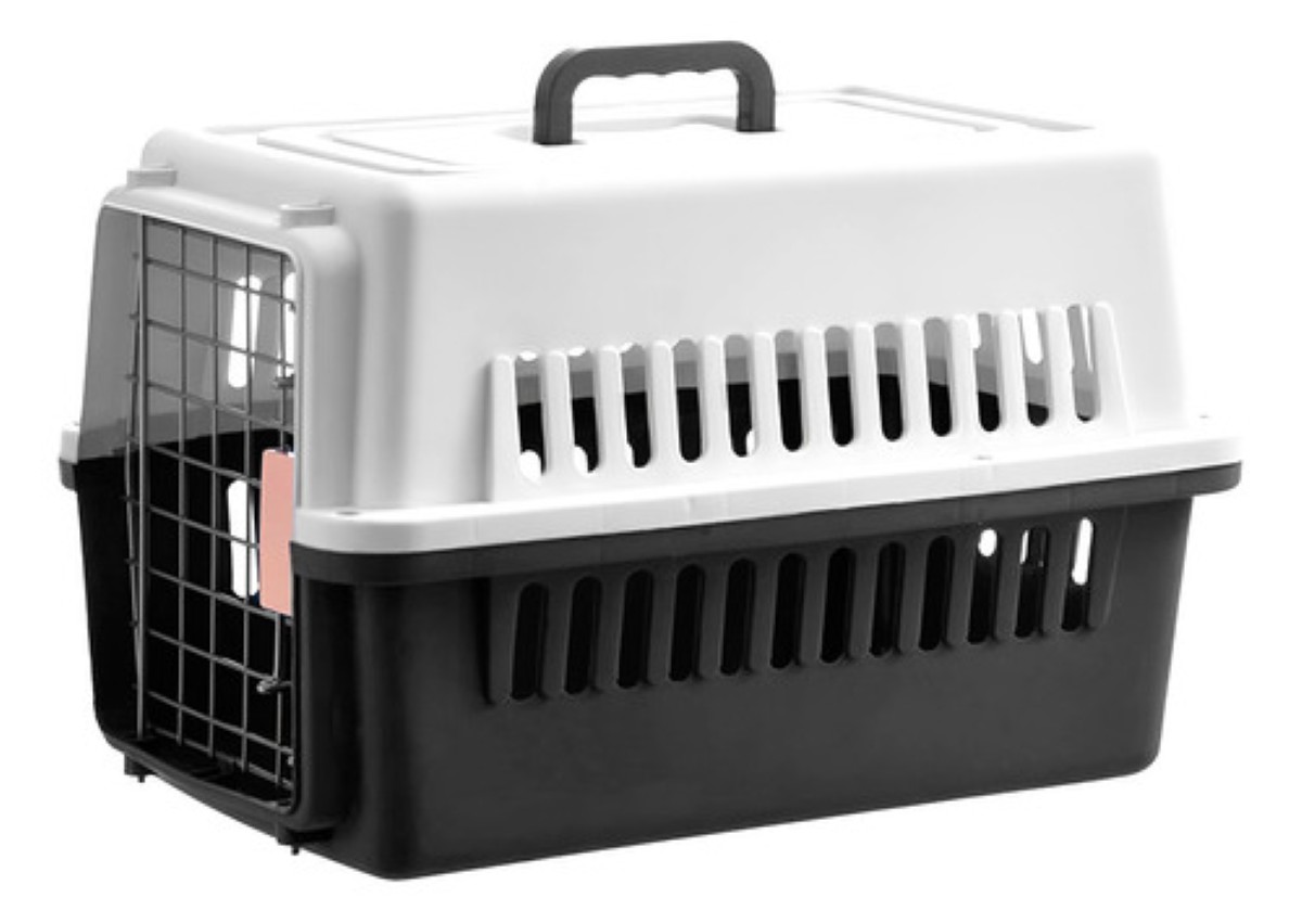 Jaula Transportadora Portatil Perro Gato Conejo Mascota negro blanco