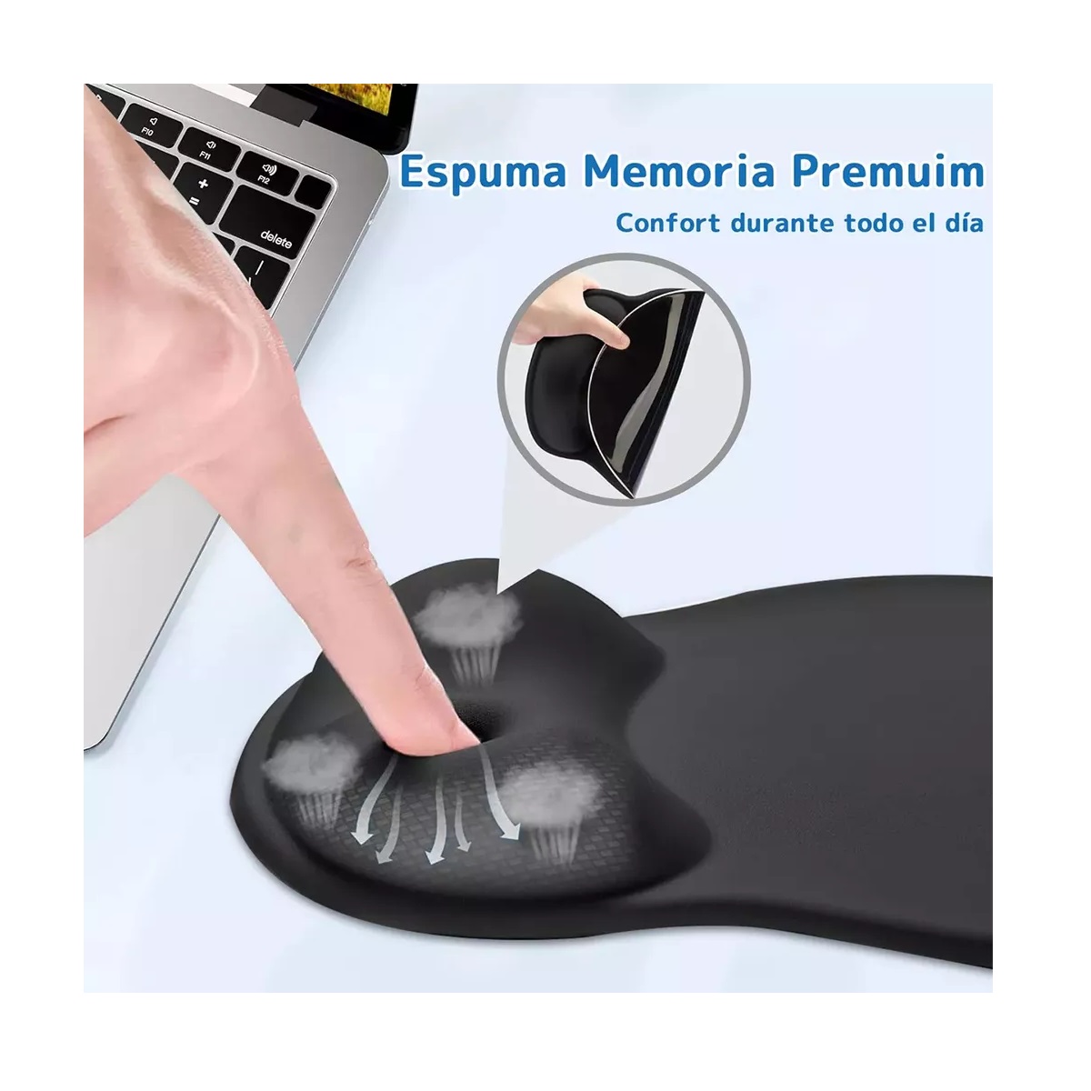 Mousepad Mouse Pad Ergonomico Con Soporte Muñeca 2 Pcs Negro