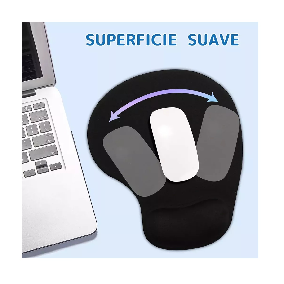 Mousepad Mouse Pad Ergonomico Con Soporte Muñeca 2 Pcs Negro