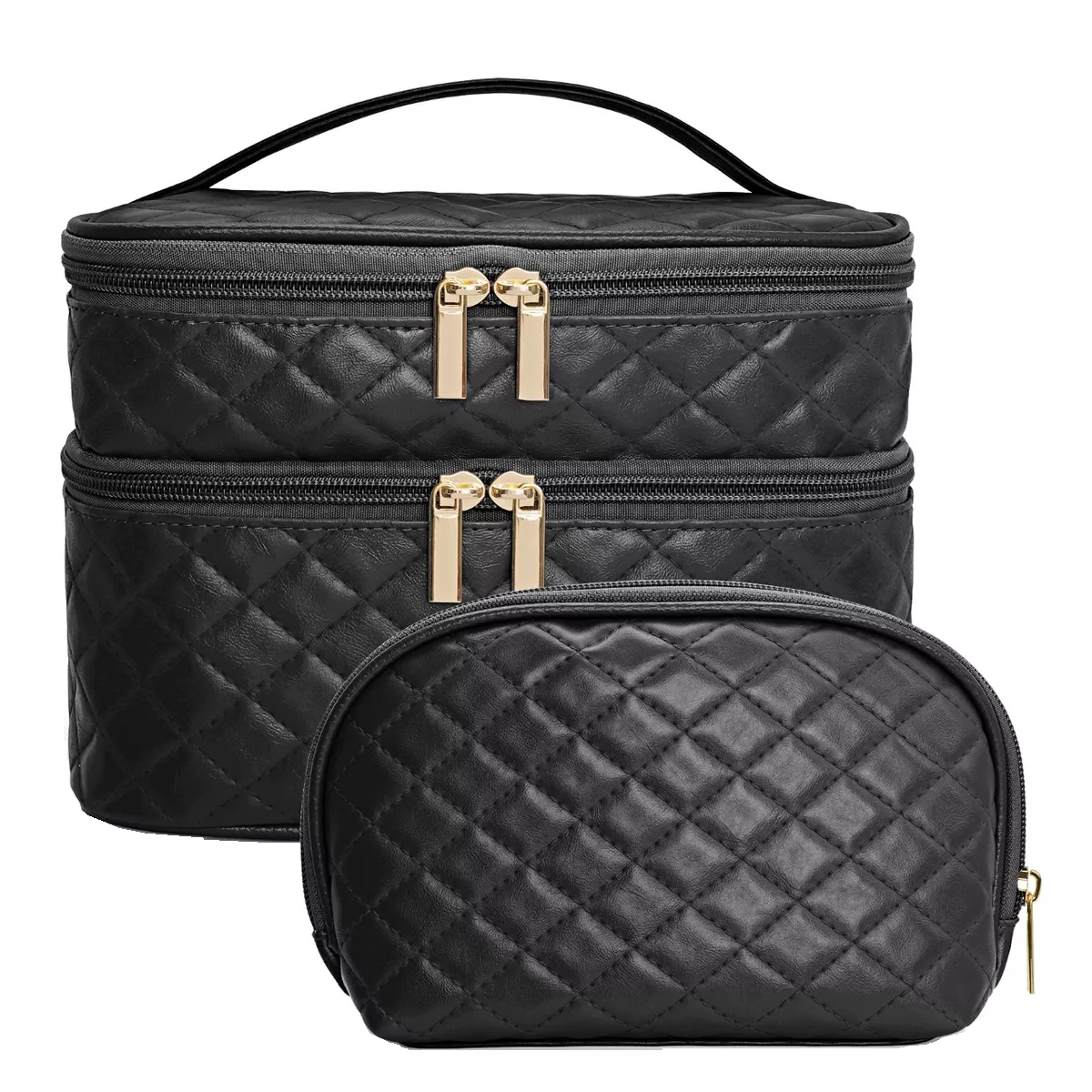 Estuches De Maquillaje Bolsa Cosmetiquera Set 2 Neceser Negro