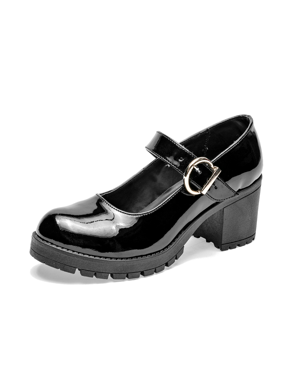 zapato mujer con tacon corte charol