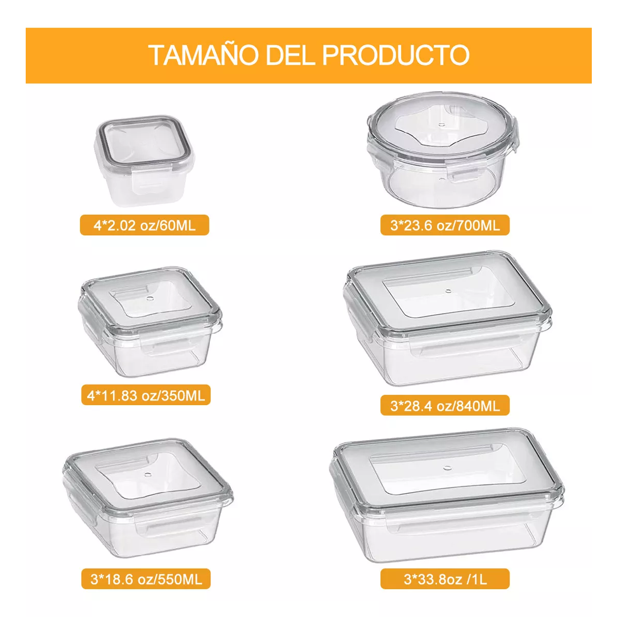 Recipientes Contenedores Plásticos Herméticos Color Blanco 20pcs