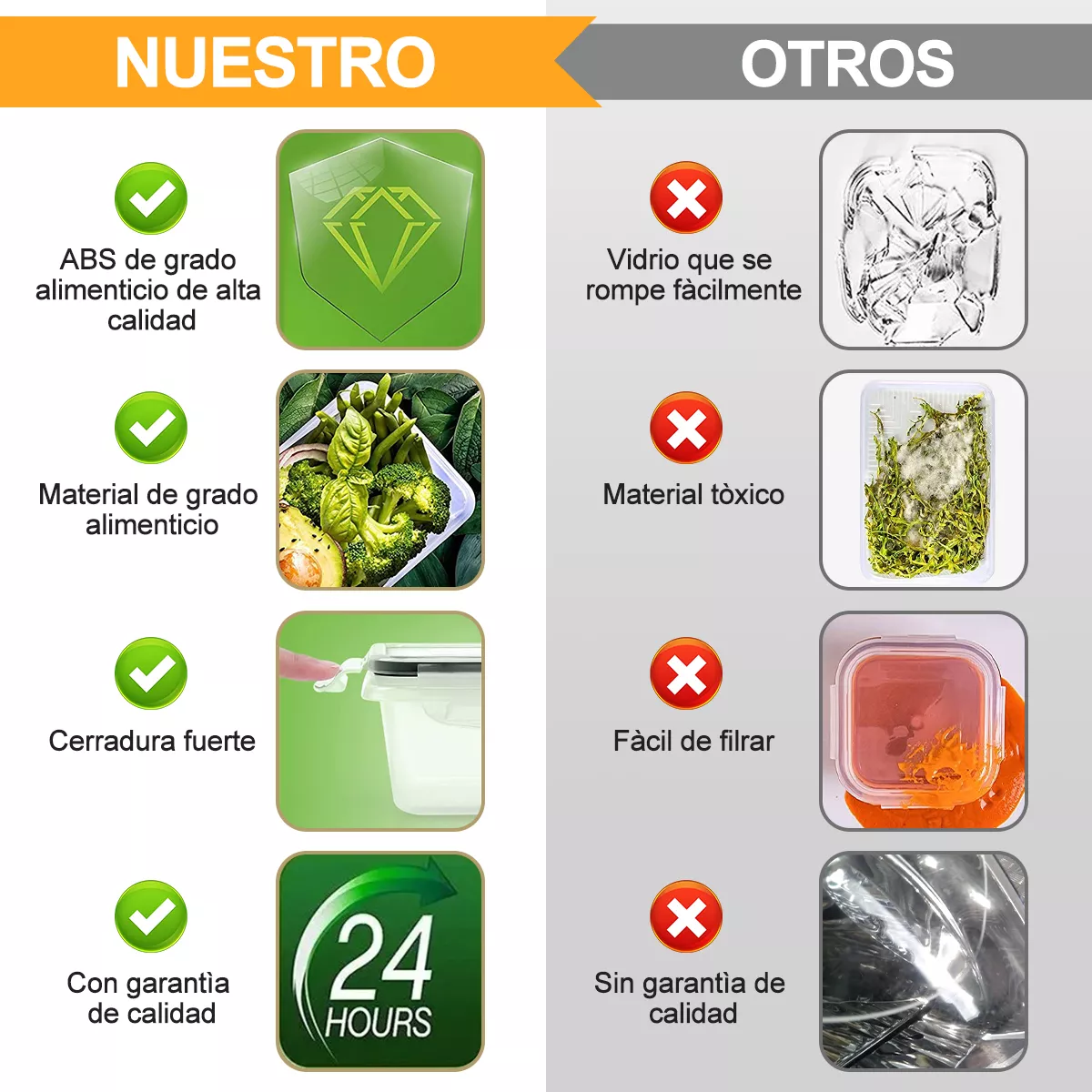 Recipientes Contenedores Plásticos Herméticos Color Blanco 20pcs