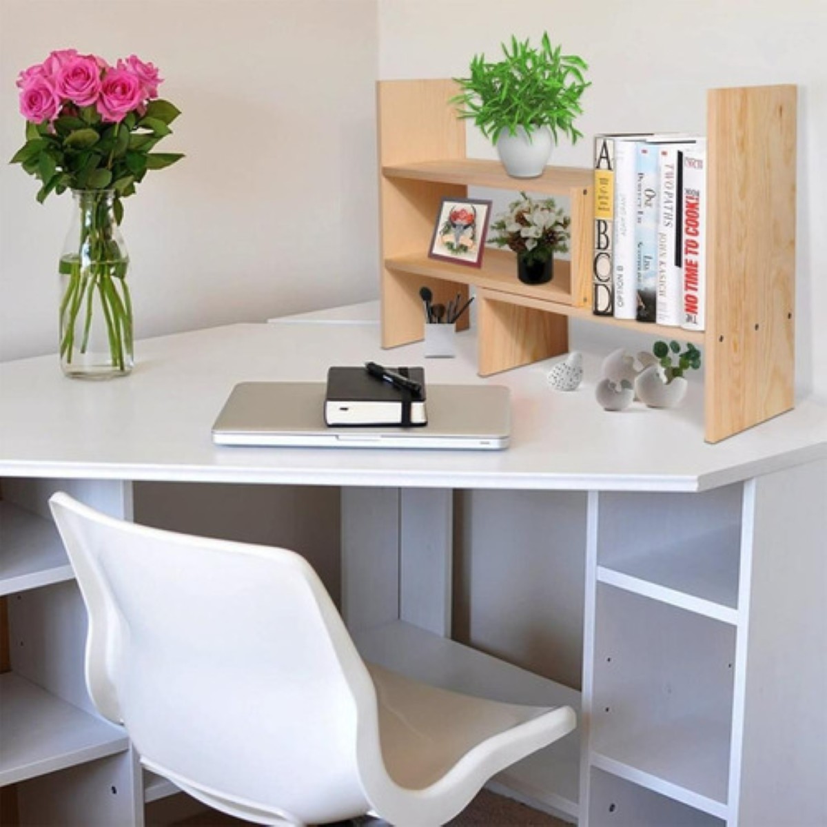 Organizador De Escritorio De Mdf Oficina Hogar De 2 Piezas Caqui