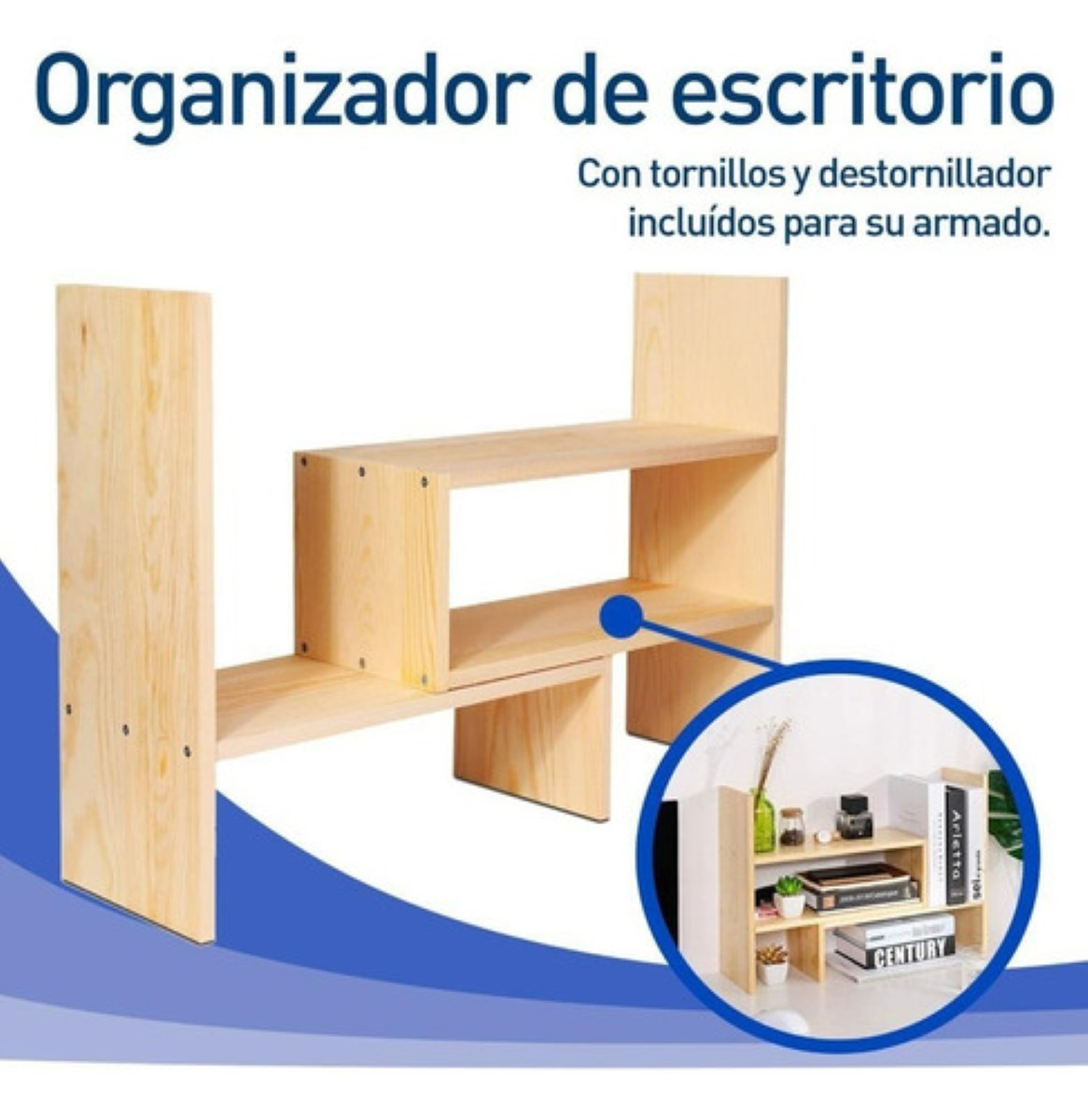 Organizador De Escritorio De Mdf Oficina Hogar De 2 Piezas Caqui