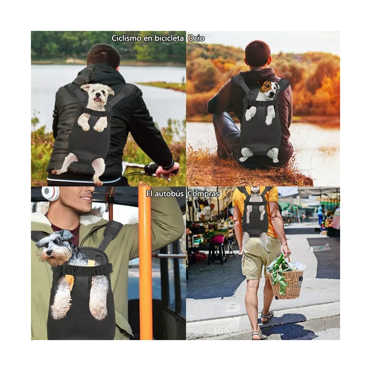 Mochila Cangurera Transportadora Perros Gatos Mascotas Bolsa