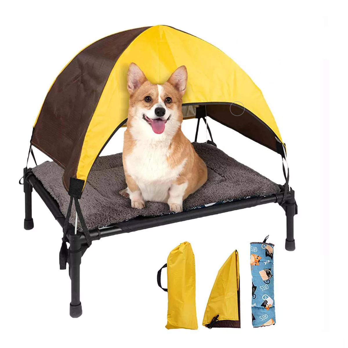 Corral Perros Pequeña Cama Elevada Mascotas Gatos Con Toldo