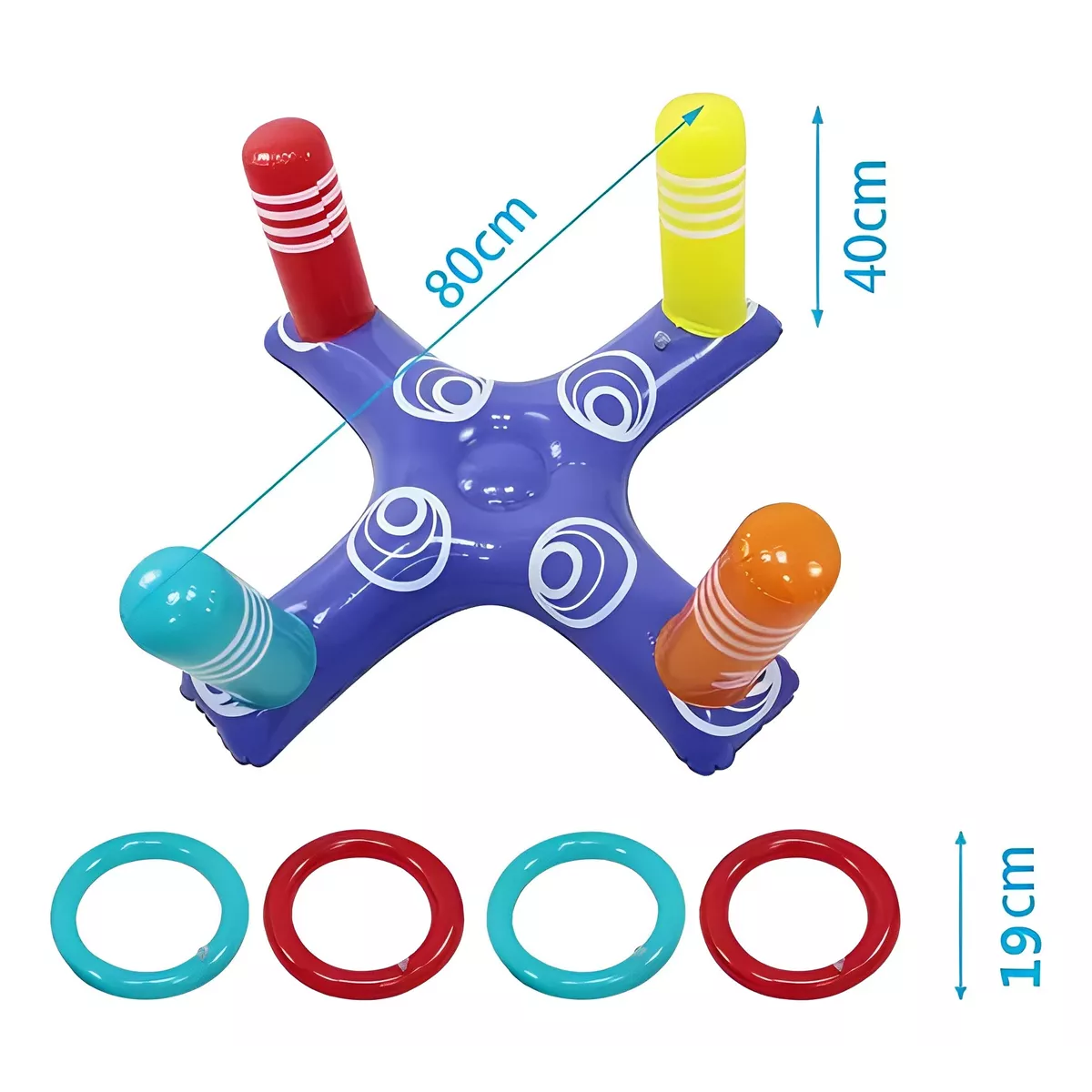 Juego Inflable Lanzamiento Aros Dinámico Alberca Piscina Set