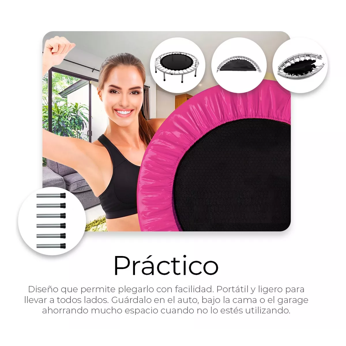 Mini Trampolín Brincolín Ejercicio Fitness Jumping Aeróbics Rosa