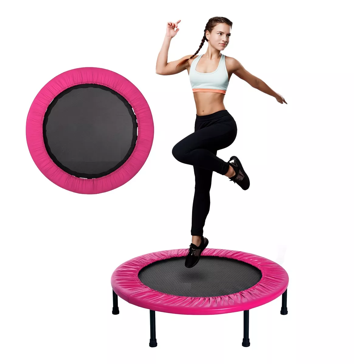 Mini Trampolín Brincolín Ejercicio Fitness Jumping Aeróbics Rosa
