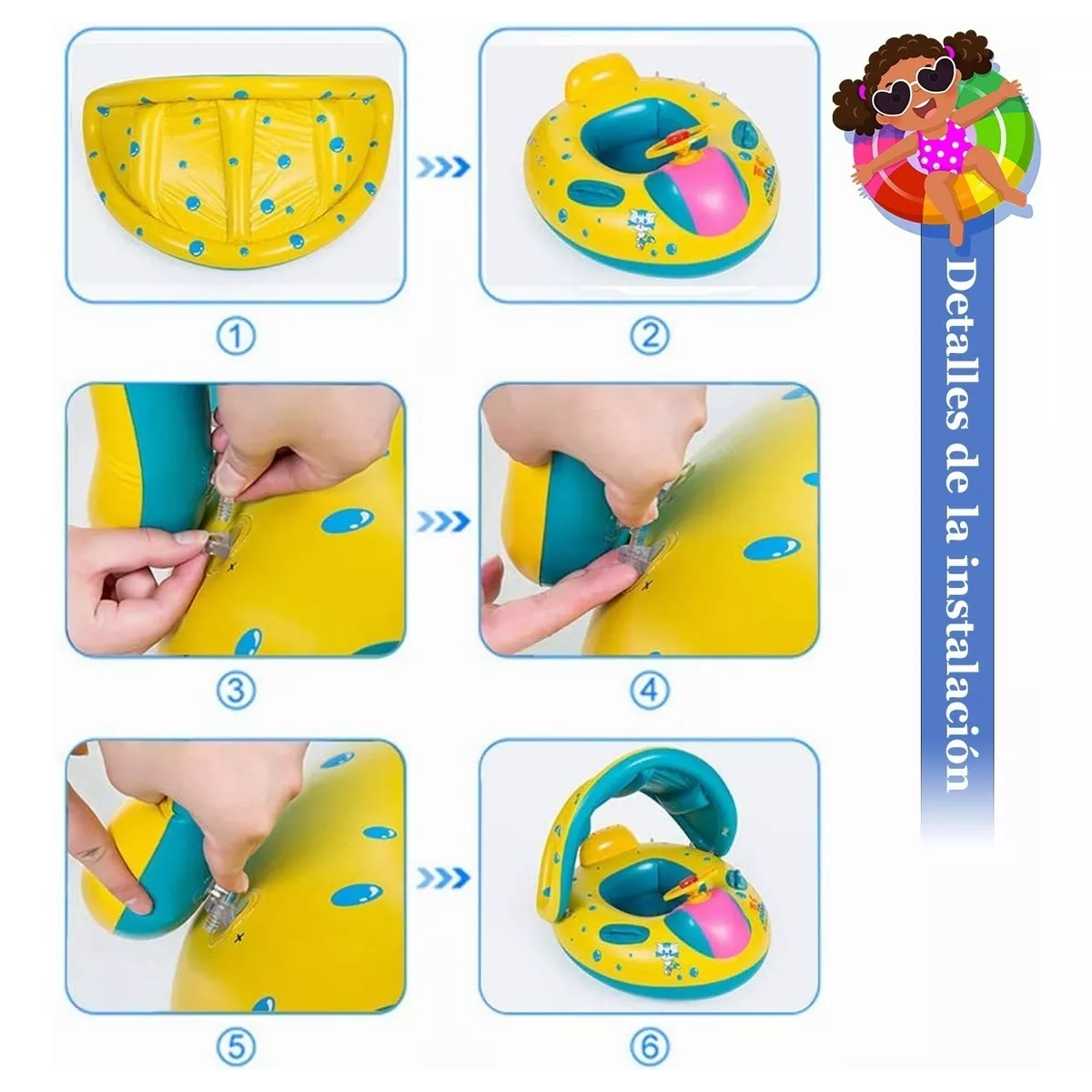 Salvavidas Flotante Albercas Para Bebés Con Toldo