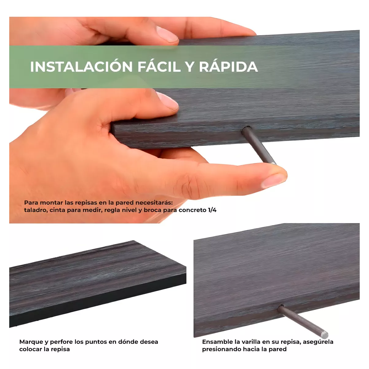 Kit 3 Repisas Flotantes Minimalistas 80x20 Cm Color Anahuac