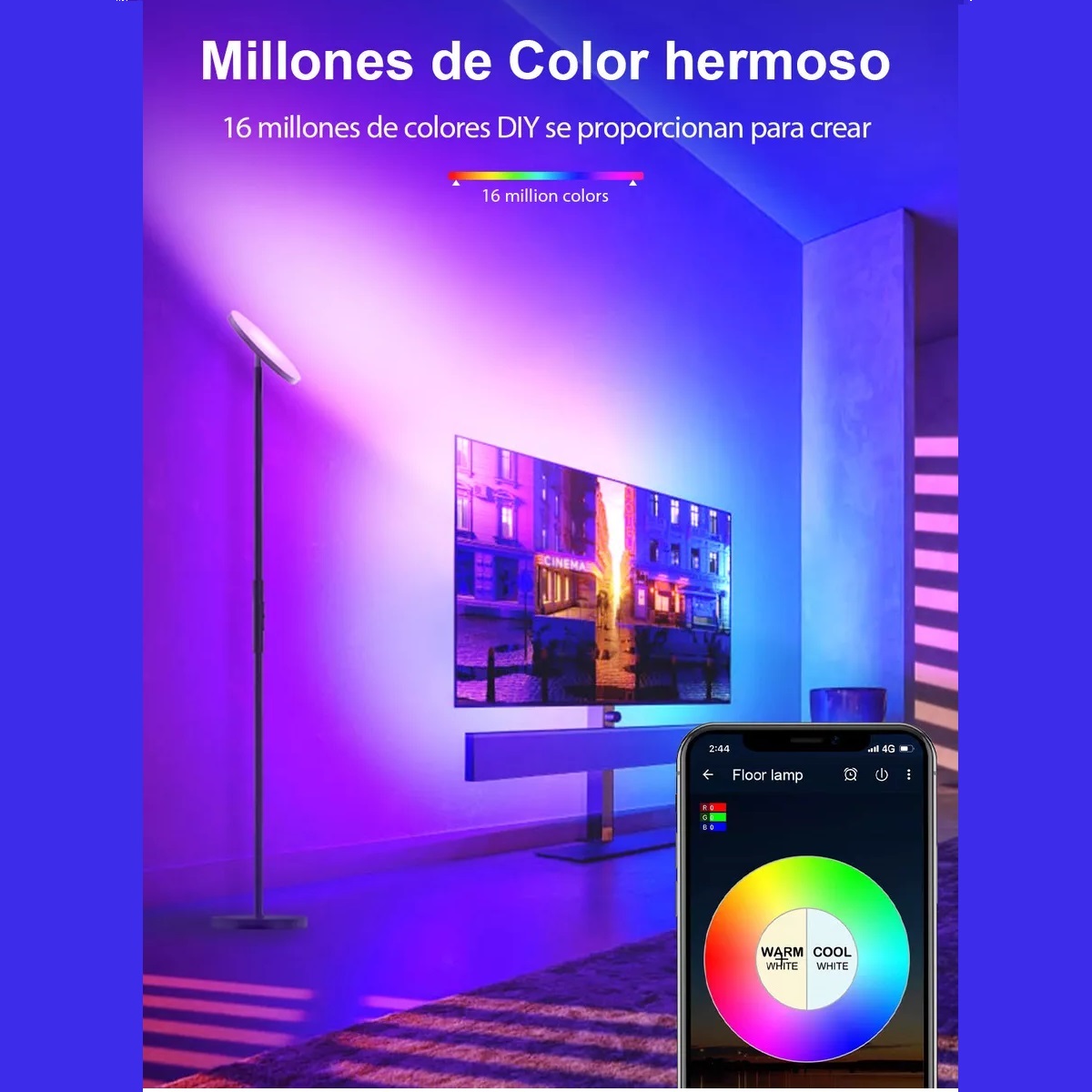 Wifi Lamparas De Pies Modernas Rgb Led Alexa Google 