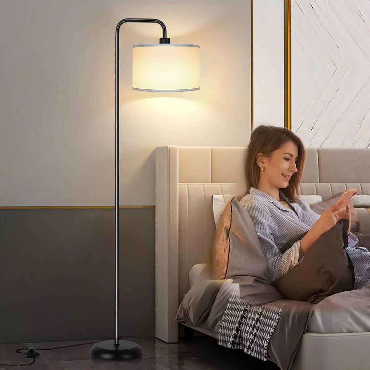 1.6m De Lámpara De Piso Moderna Minimalista De 3 Colores Negro
