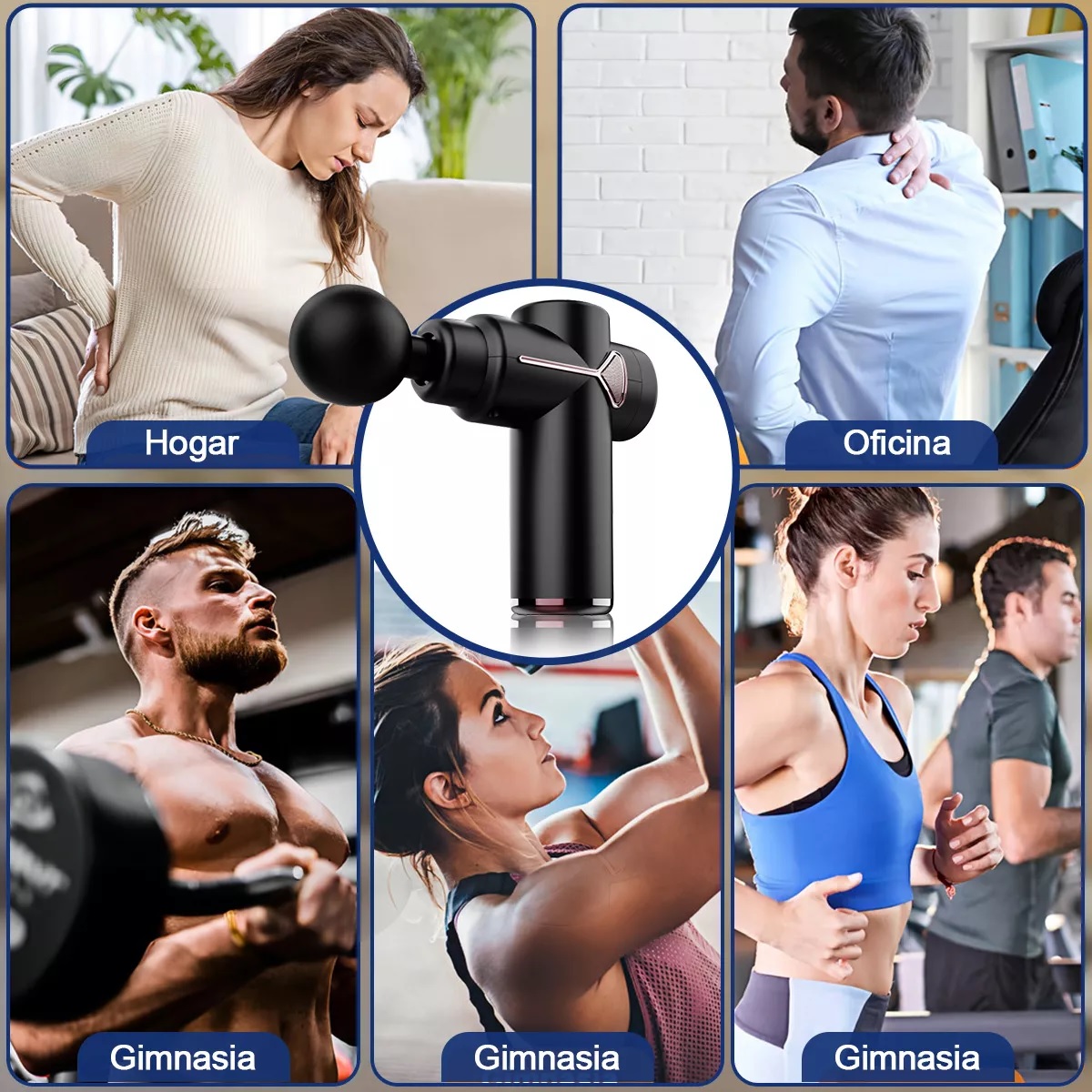 Pistola De Masaje Masajeador Eléctrico Muscular Para Relajar Negro