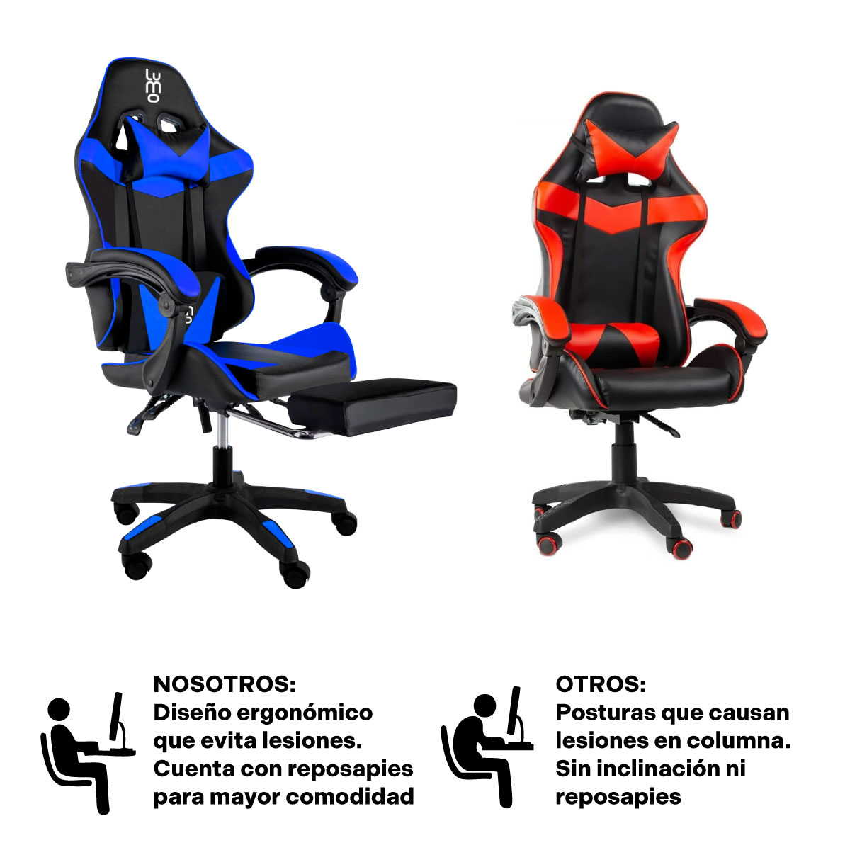 Silla Gamer Reclinable Ergonomica Reposapies Oficina.