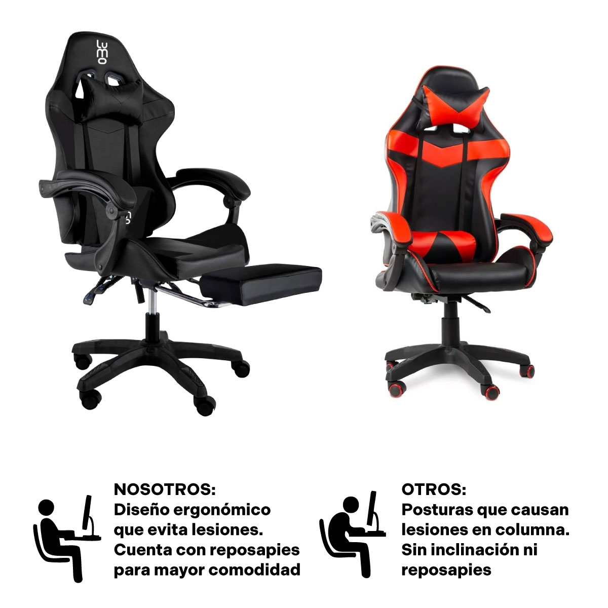Silla Gamer Ergonomica Ejecutiva De Oficina Reposapies