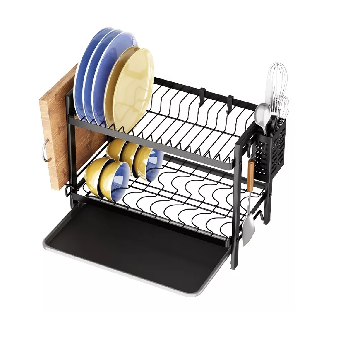 Escurridores De Trastes Organizacion Para Cocina 2 Niveles Color Negro