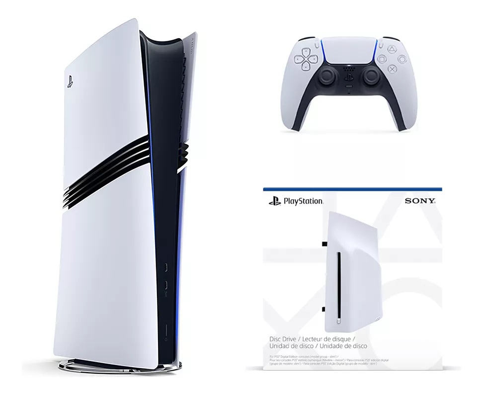Consola Sony Playstation Pro 2  Tb Color Blanco + Unidad Lectora de Discos Para Ps 5