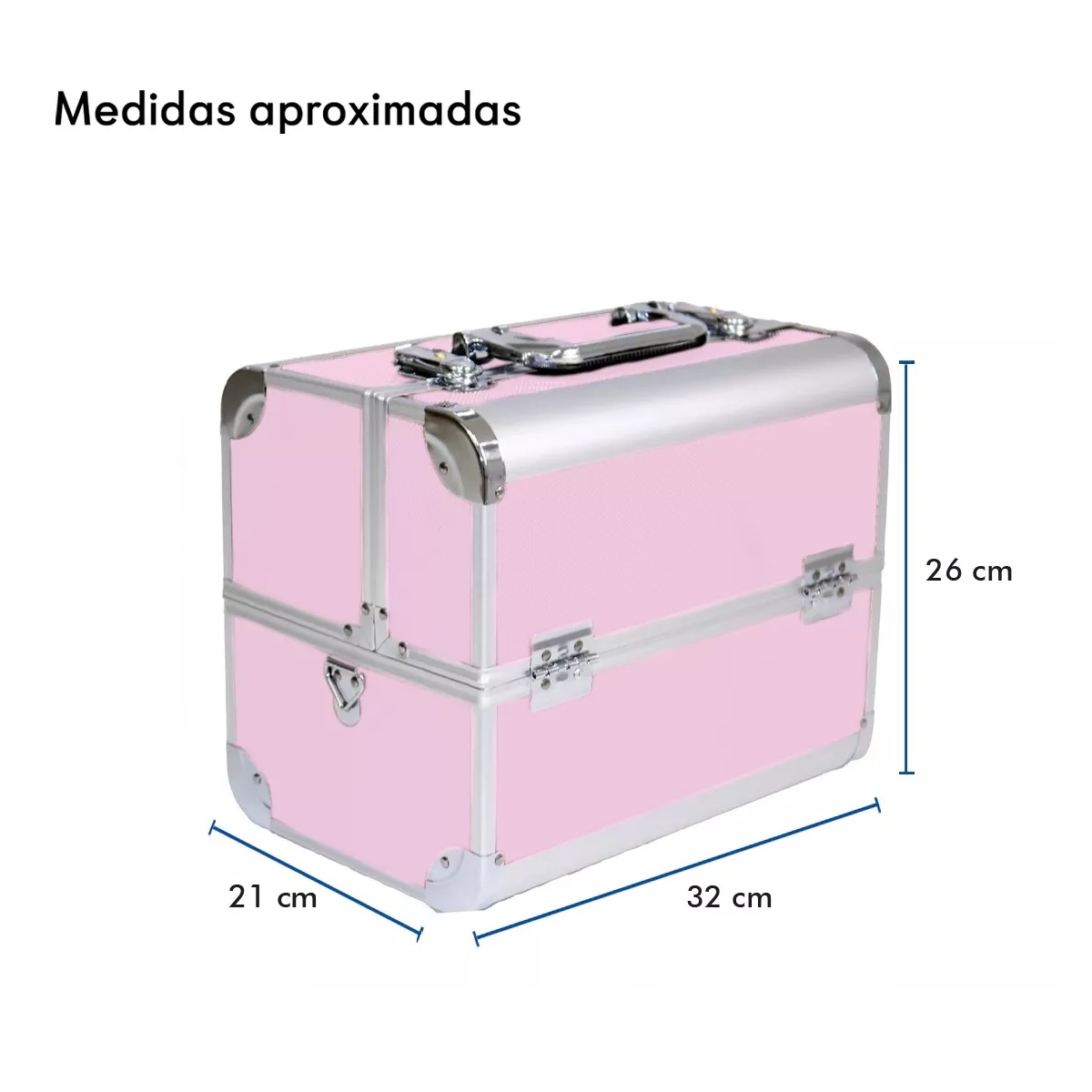 Neceser Maletín Metálico Reforzado Cosmetiquera Profesional Rosa