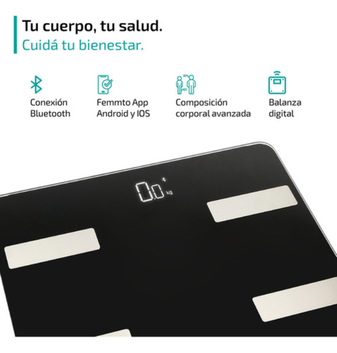 Bascula Digital Bioimpedancia Inteligente 180 Kg Peso Personas Pesa Corporal negro