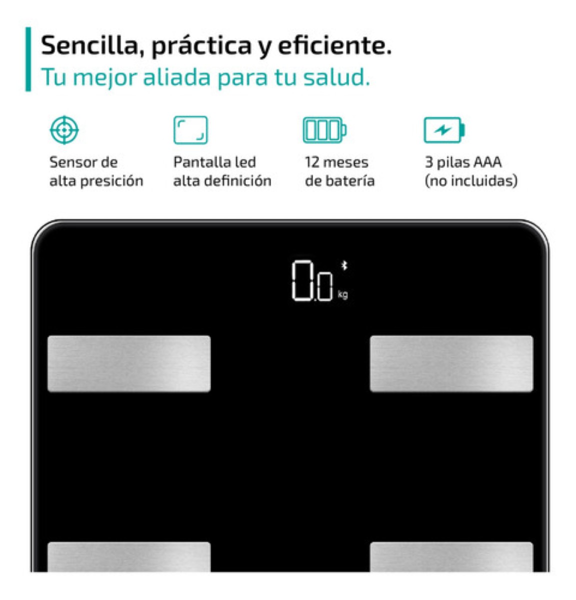 Bascula Digital Bioimpedancia Inteligente 180 Kg Peso Personas Pesa Corporal negro