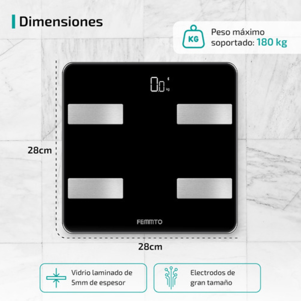 Bascula Digital Bioimpedancia Inteligente 180 Kg Peso Personas Pesa Corporal negro