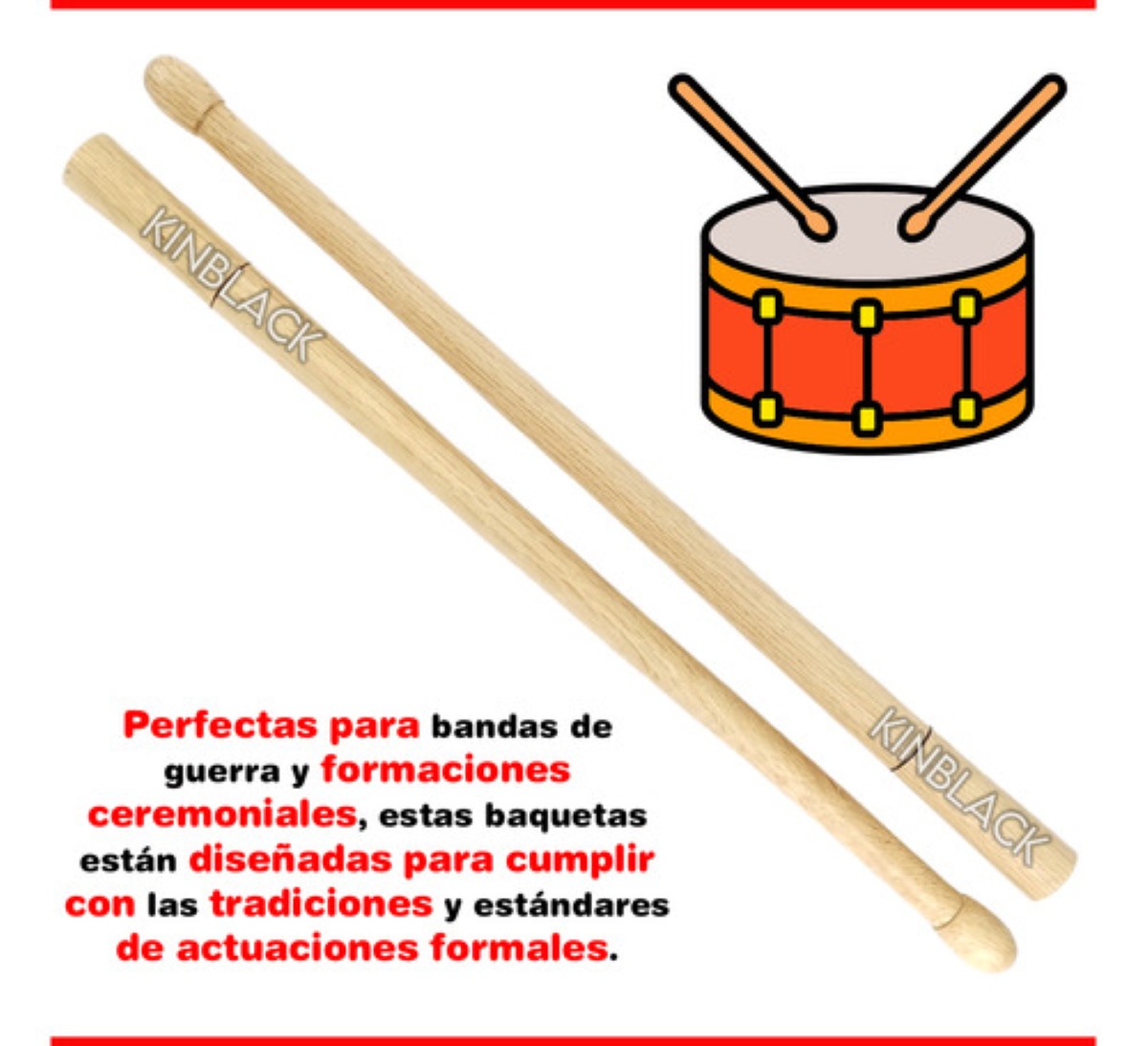 Baquetas Para Tambor De Banda De Guerra Encino marron