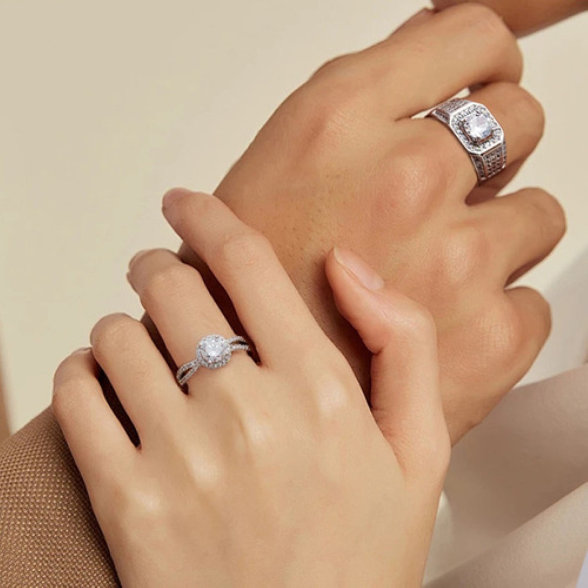 Anillos De Pareja Plata 925 Compromiso Promesa Ajustable plata - Main Image