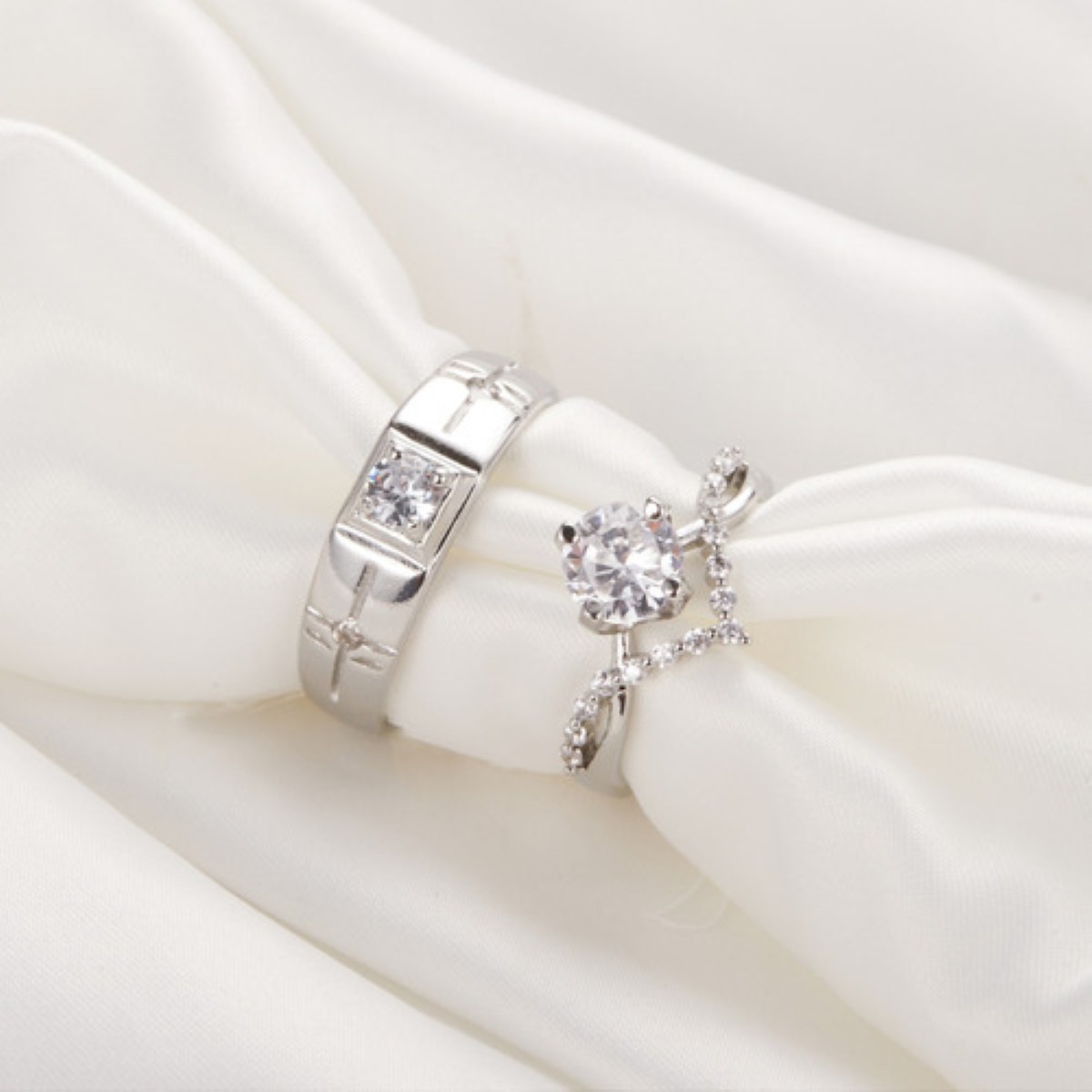 2 Anillos De Promesa Plata 925 Hombre Y Mujer Ajustables plata