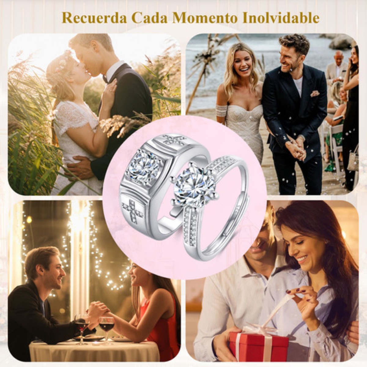 2 Anillos De Pareja Compromiso Promesa Ajustable Plata 925 plata