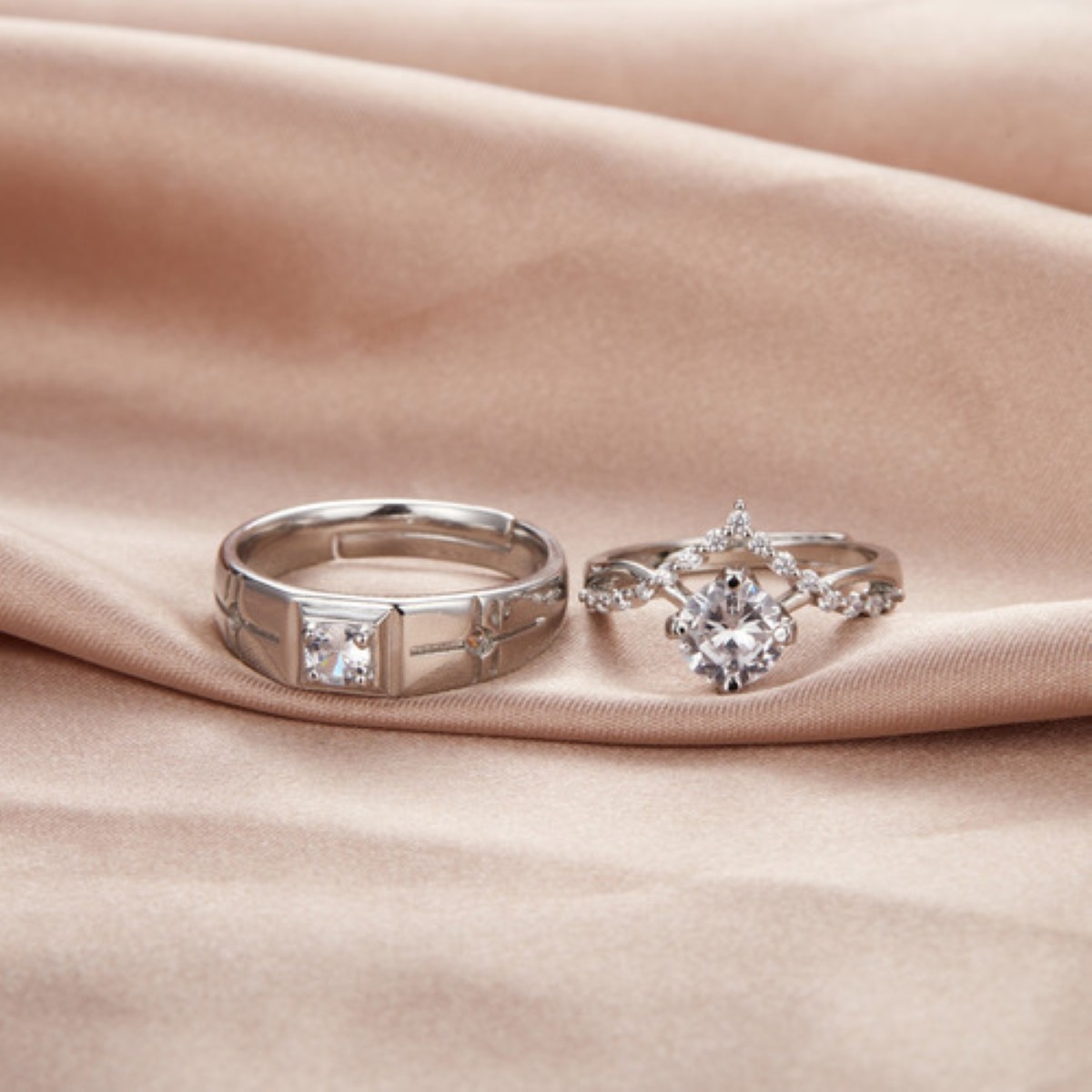 2 Anillos De Promesa Plata 925 Hombre Y Mujer Ajustables plata