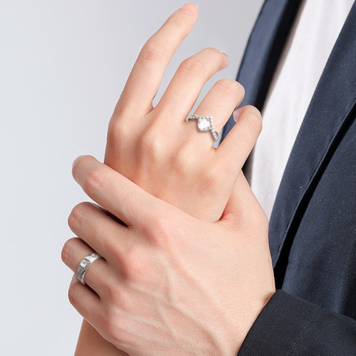 2 Anillos De Promesa Plata 925 Hombre Y Mujer Ajustables plata