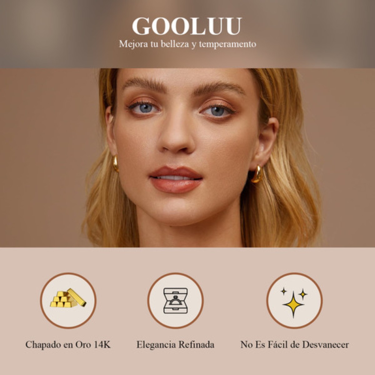 6 Pares Aretes De Oro 14k Mujer Arracadas Huggies Moda dorado