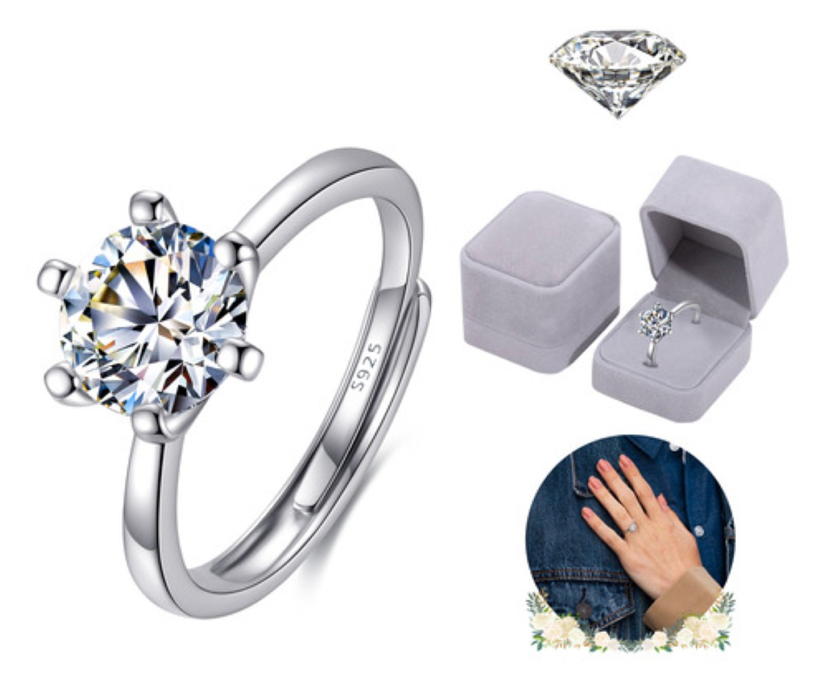 Anillo De Compromiso Para Mujer Ajustables Promesa Plata 925 plata