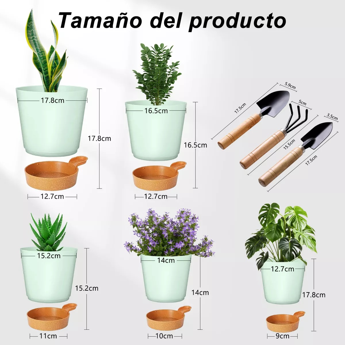 Set De 8 Planta Maceta De Plastico Con Riego Automático Agua