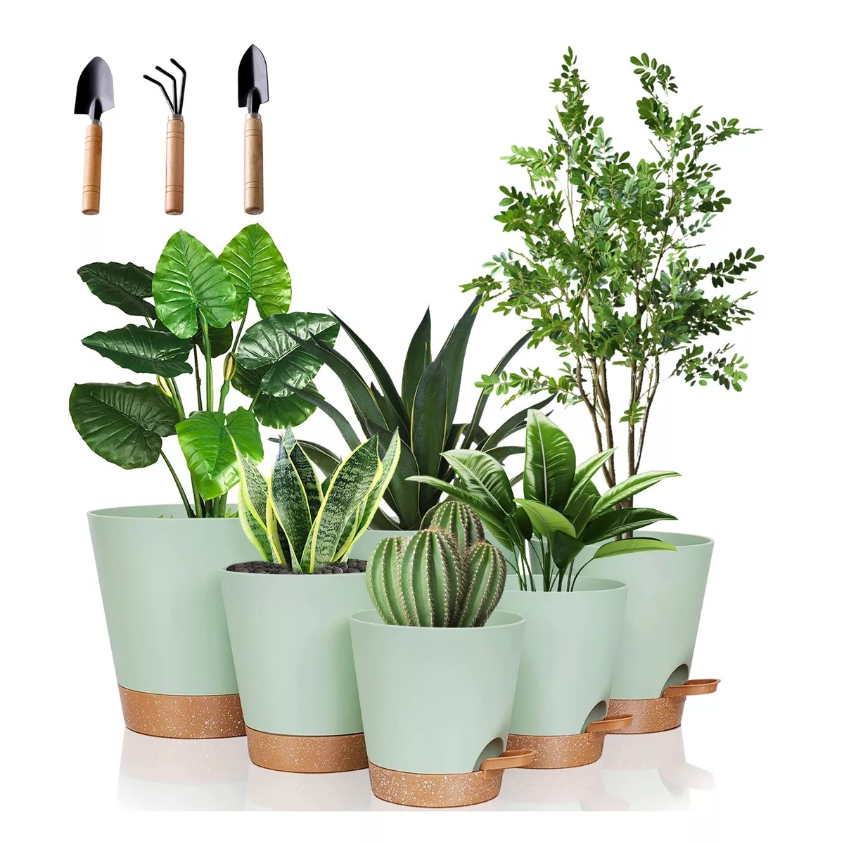 Set De 8 Planta Maceta De Plastico Con Riego Automático Agua