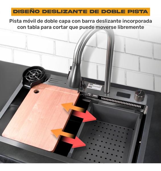 Tarja Fregadero Cocina Accesorios Premium 68x44.5x24.5cm Negro Gutstark Home