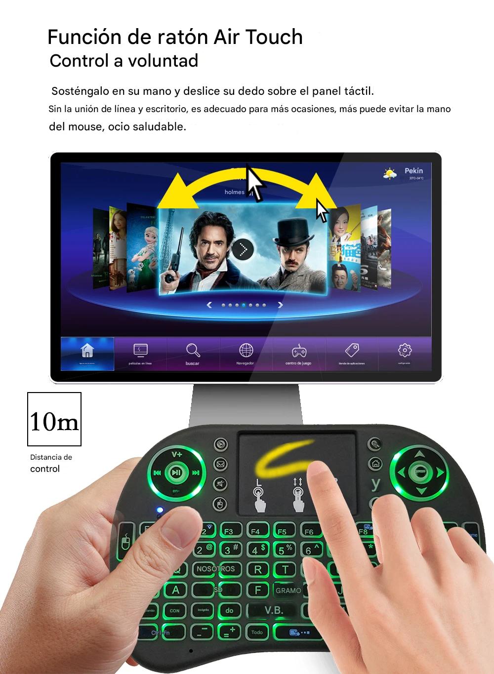 Mini Teclado Pc Inalambrico Bluetooth Touchpad Iluminado gamer consola tv box smart tv pantalla led.