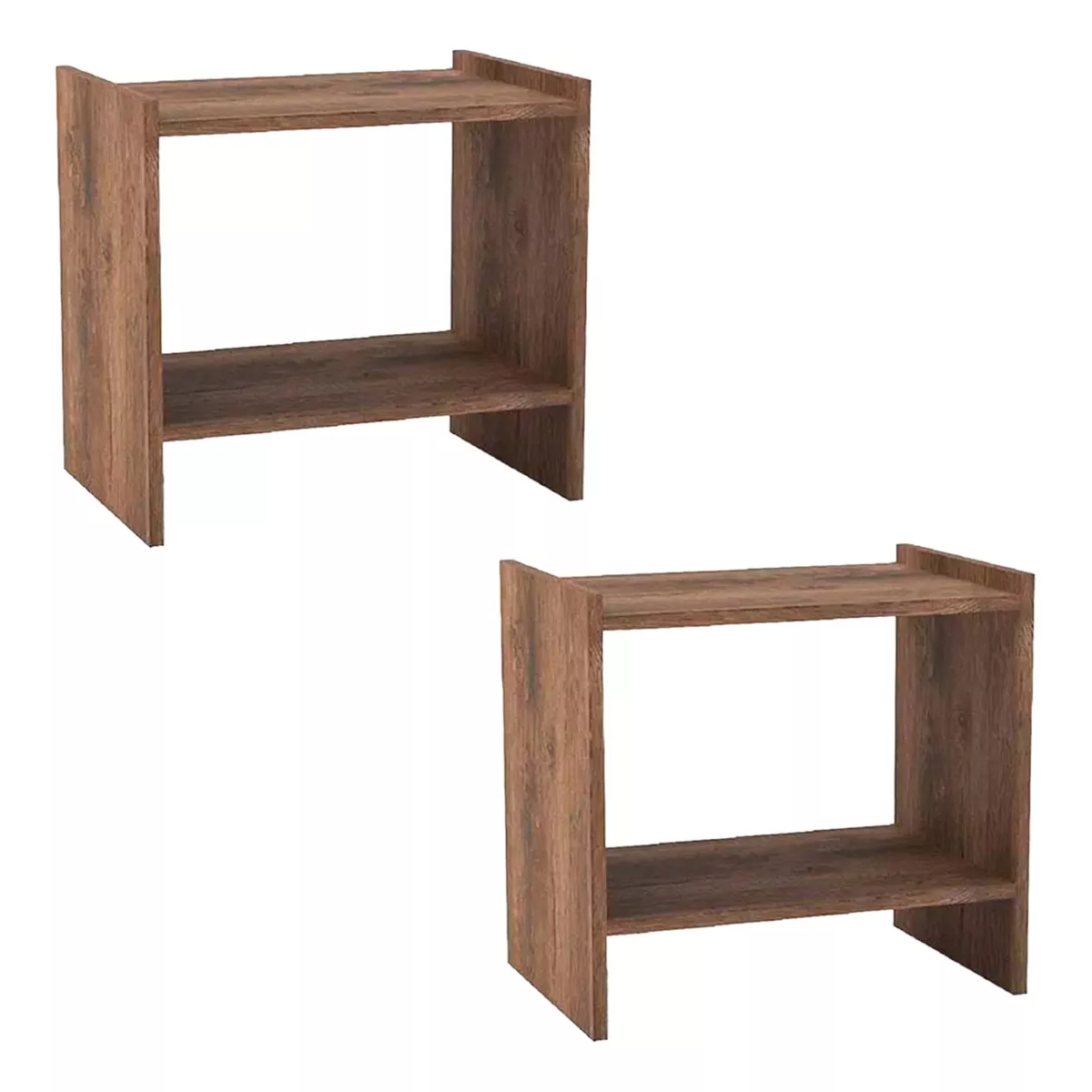 2 Mesas Noche Buró Recamara Organizador Minimalista Acabado Elegante Color Madera