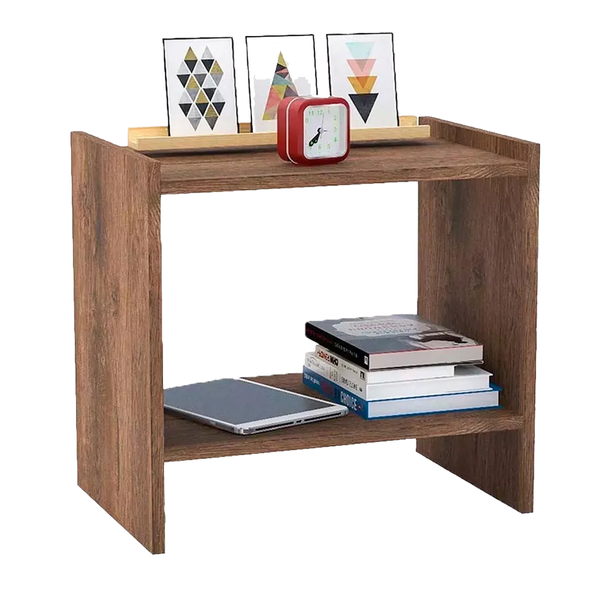 2 Mesas Noche Buró Recamara Organizador Minimalista Acabado Elegante Color Madera