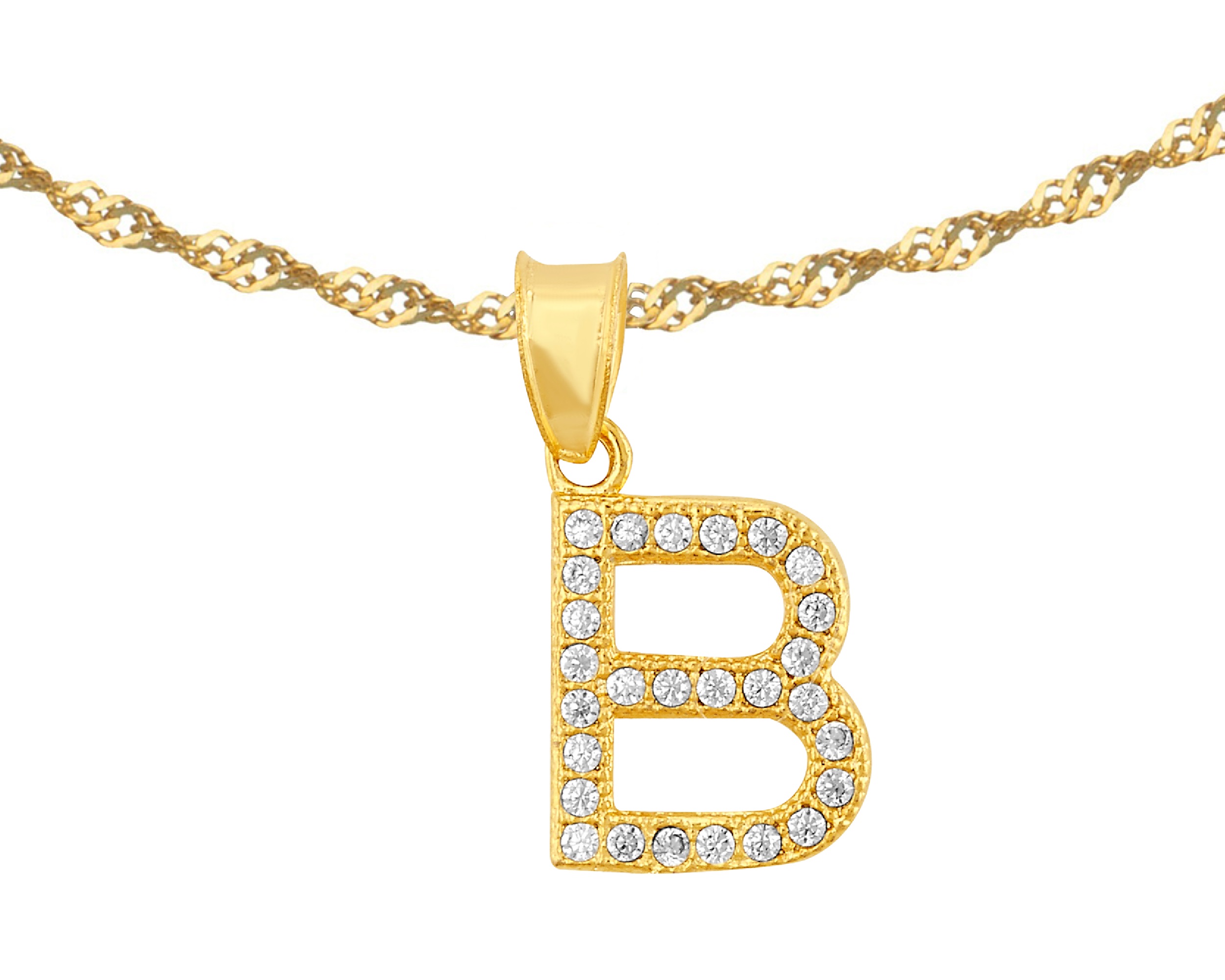 Collar Gargantilla Chapa de Oro 18K Horoz inicial "B" 45cm SH84