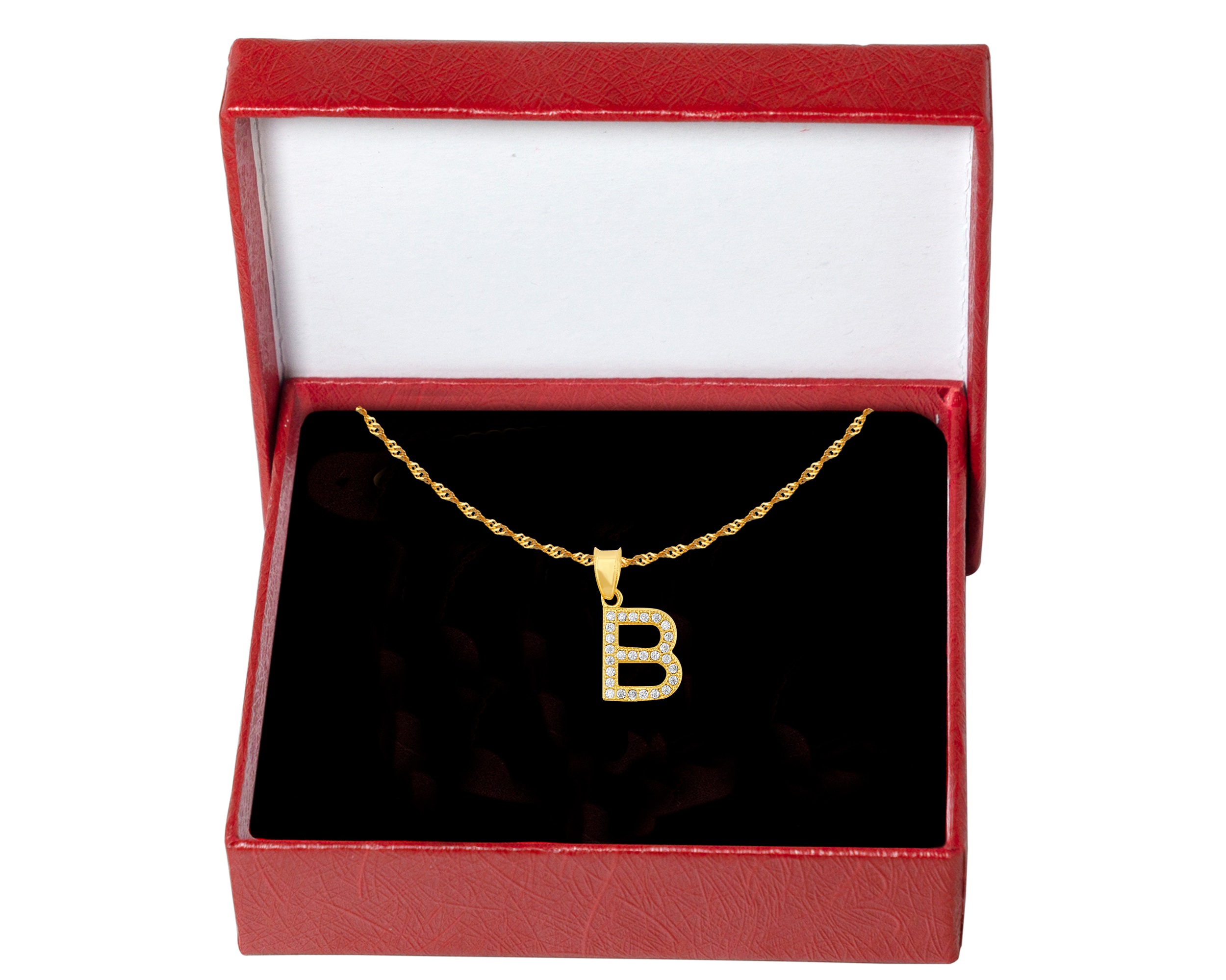 Collar Gargantilla Chapa de Oro 18K Horoz inicial "B" 45cm SH84